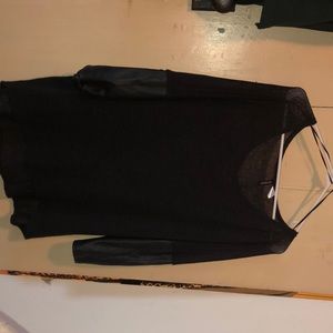 Black Mesh with Faux Leather Half Sleeve